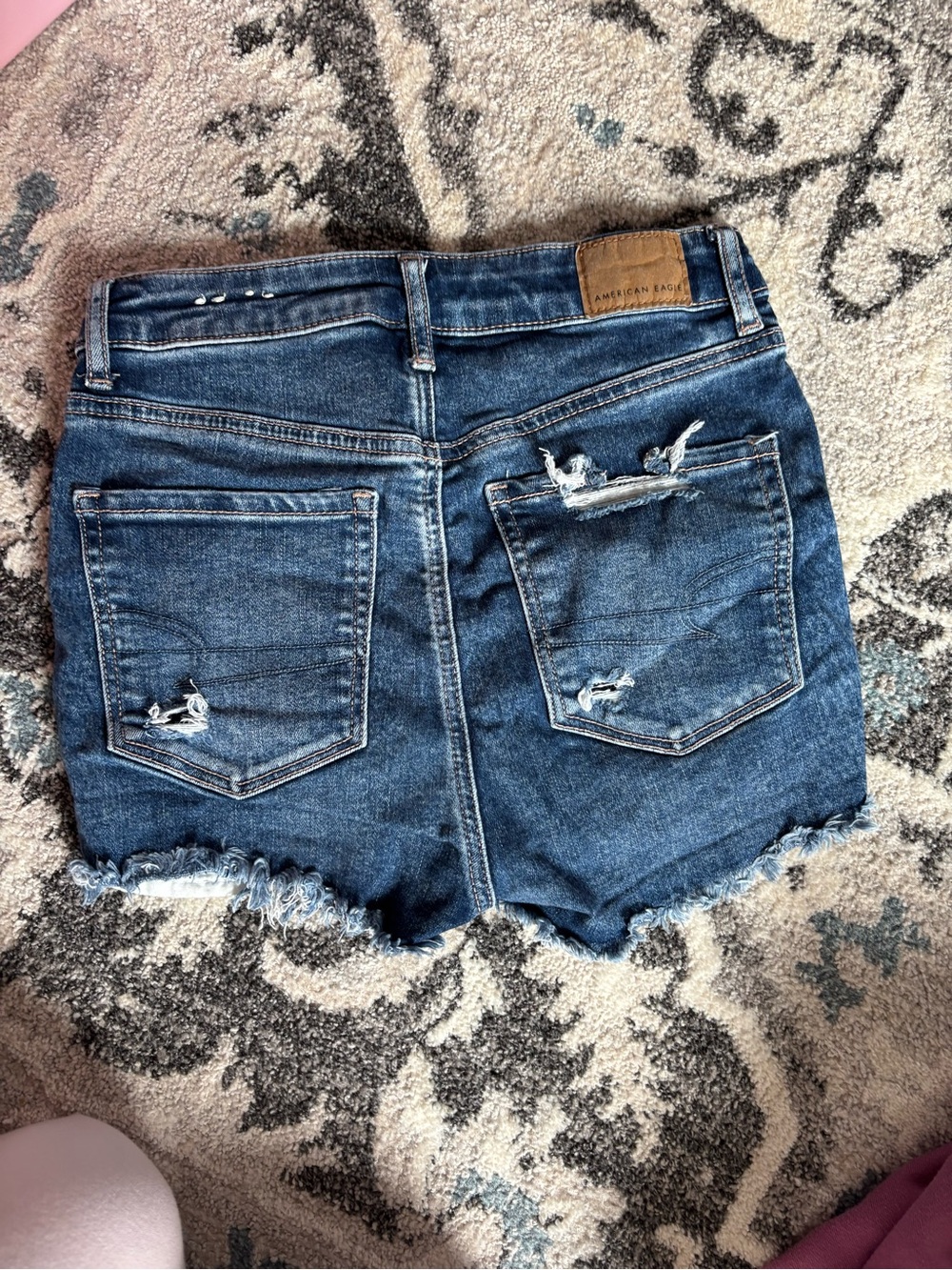 American Eagle Outfitters Distressed Dark Blue Denim Shorts